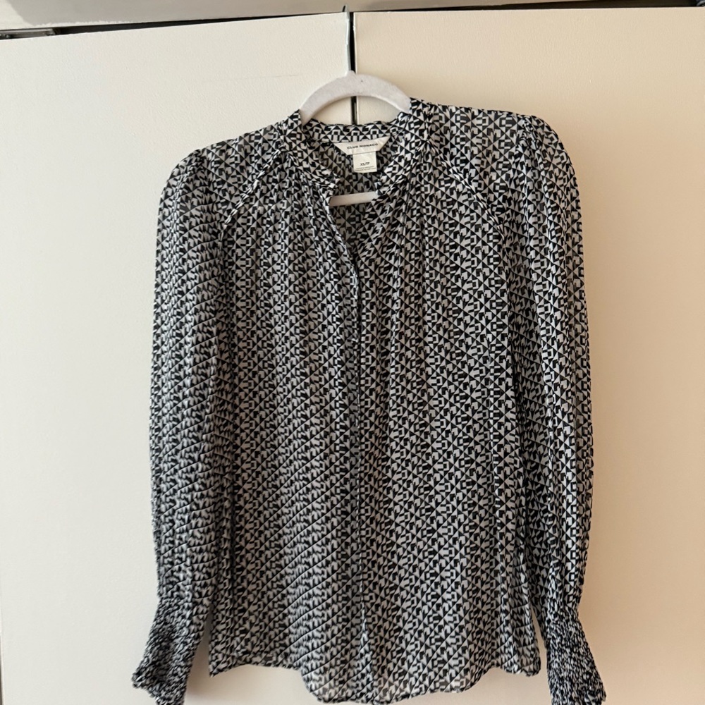 Club Monaco Black and White Geometric Blouse